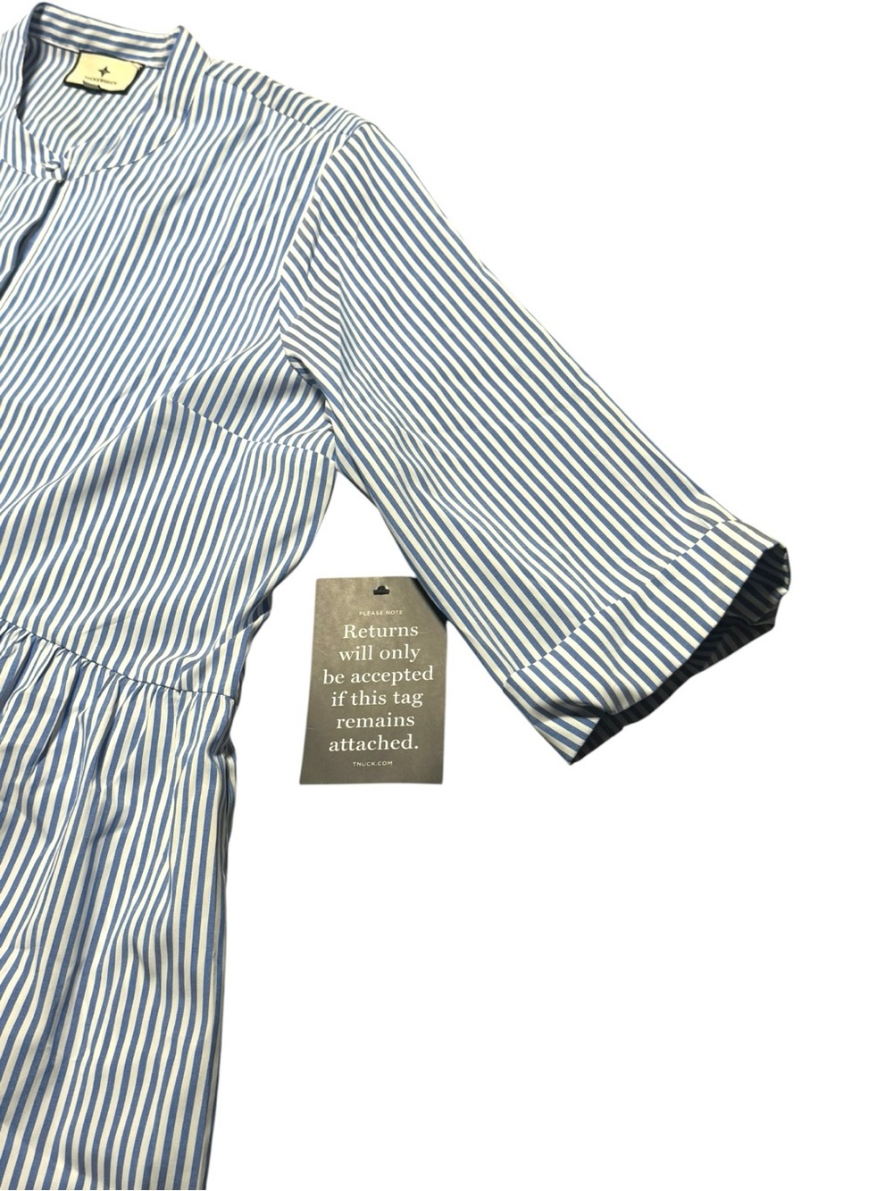 NWT Tuckernuck Women’s XXl Blue Stripe Royal Shirt Dress 3/4 Sleeves Preppy - Picture 5 of 8